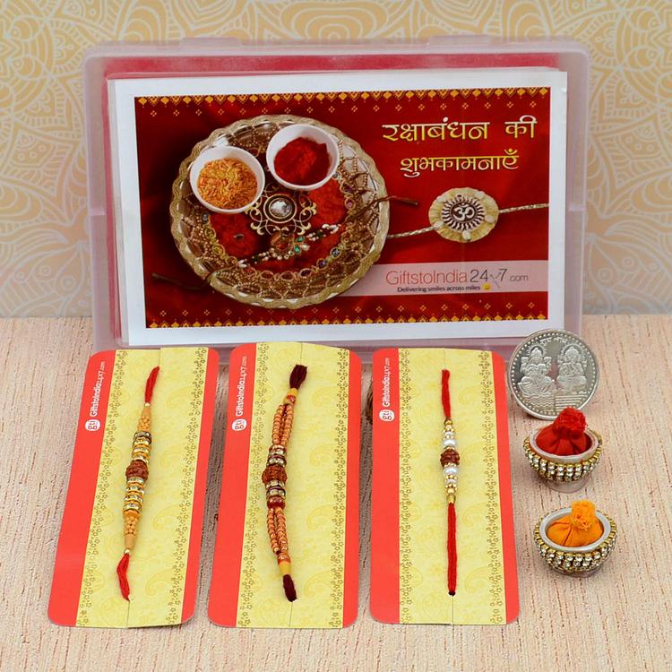 Set of 3 Single Rudraksh Rakhis