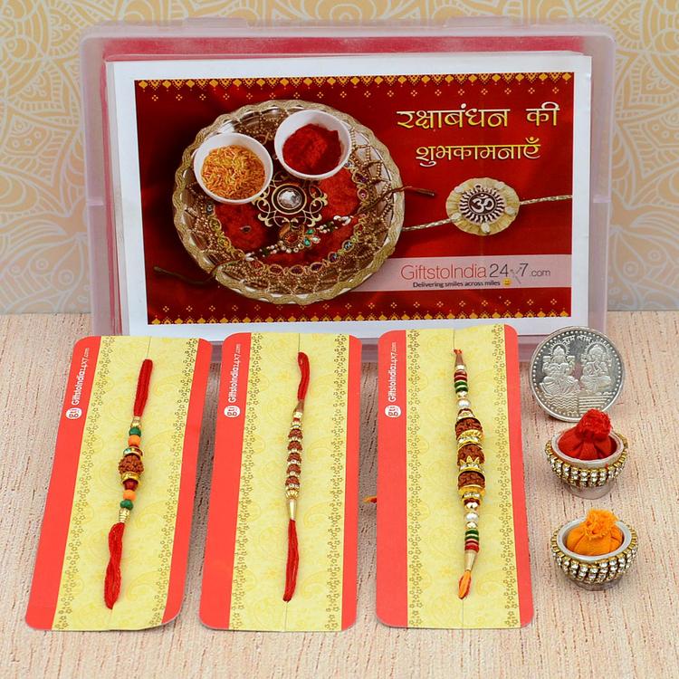 Varity of Rudraksh Rakhi Set of 3