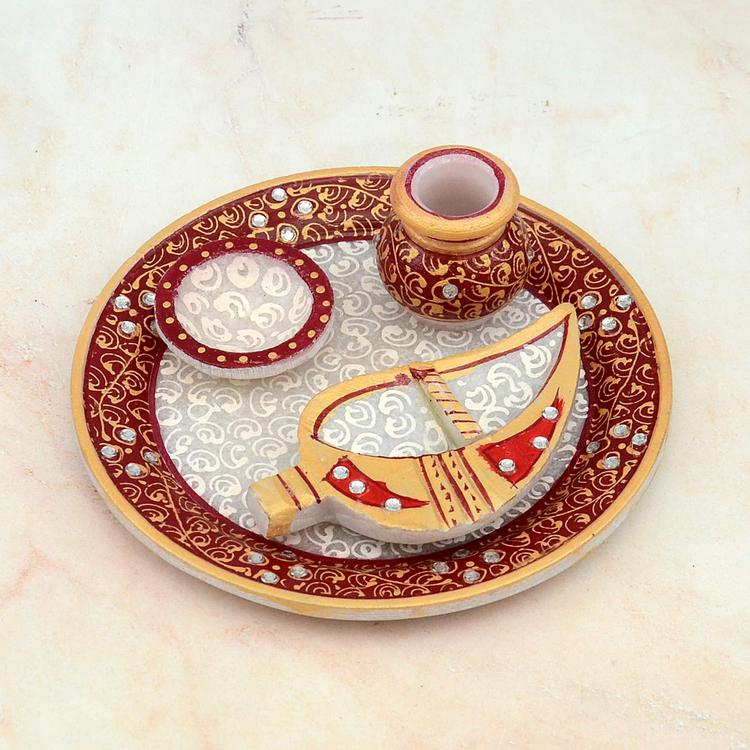 Marble Pooja Thali 6 Inch
