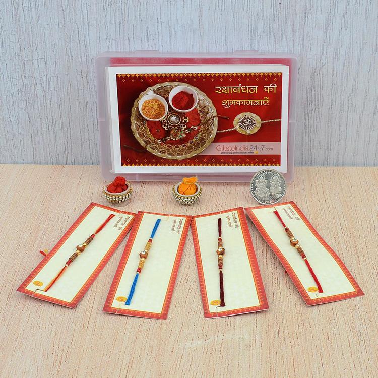 Single Stone Bead 392 Rakhi Set of 4
