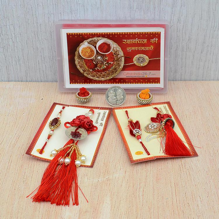 Red Elegant Zardozi & Silver Plate