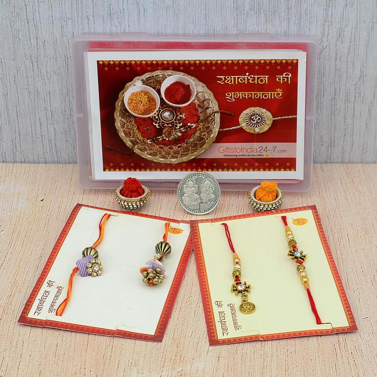 Stones, Wheel Rakhi & Lumba Set