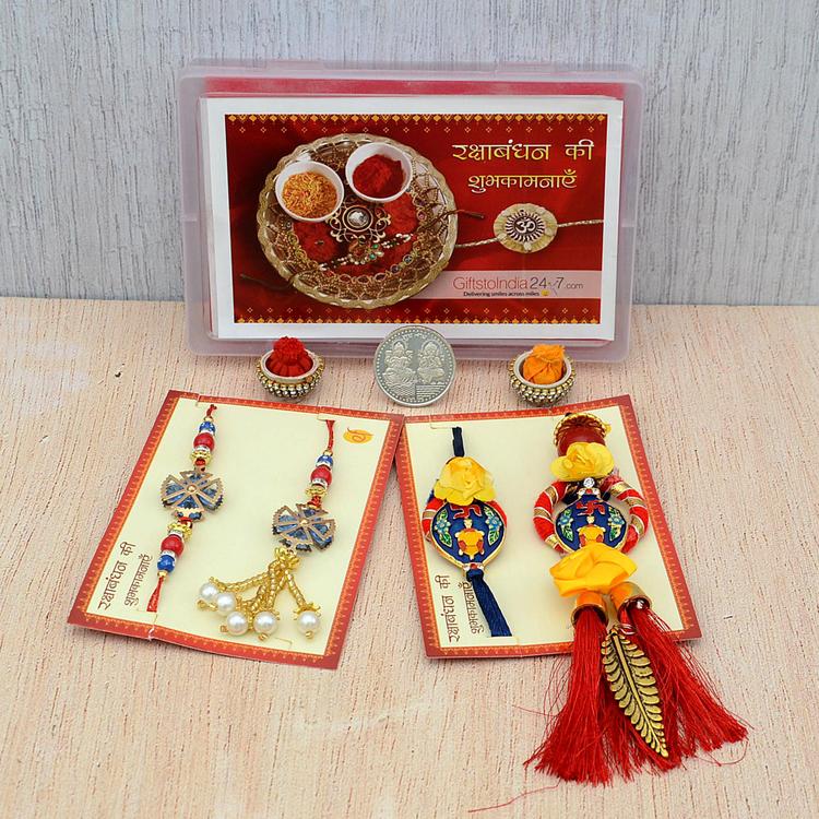 Unique Set of 2 Bhaiya Bhabi Rakhi