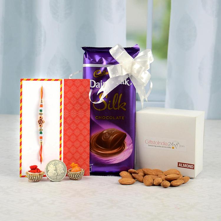 Almonds & Dairy Milk Silk With Ganesha Rakhi