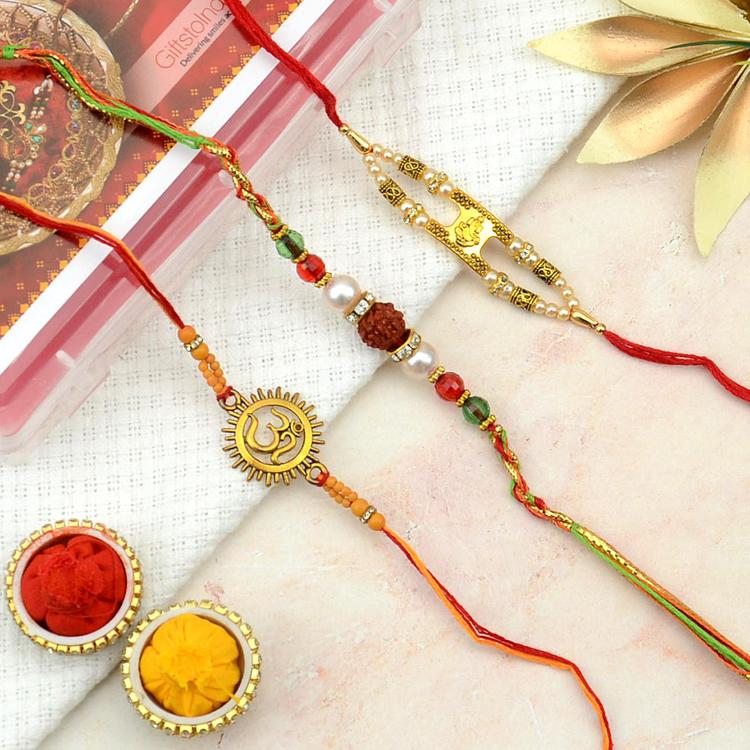 Set of Om Rudraksha Ganesha Rakhi