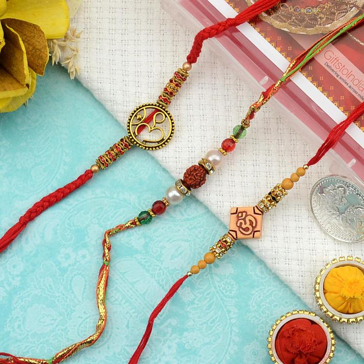 Set of 3 Majestic Om Rakhi