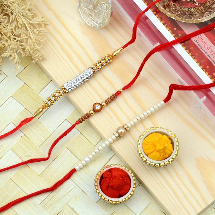Set of 3 Designer Stone Rakhi