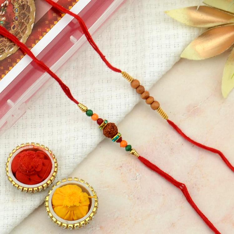 Rudraksh and Beads Red Doori Set
