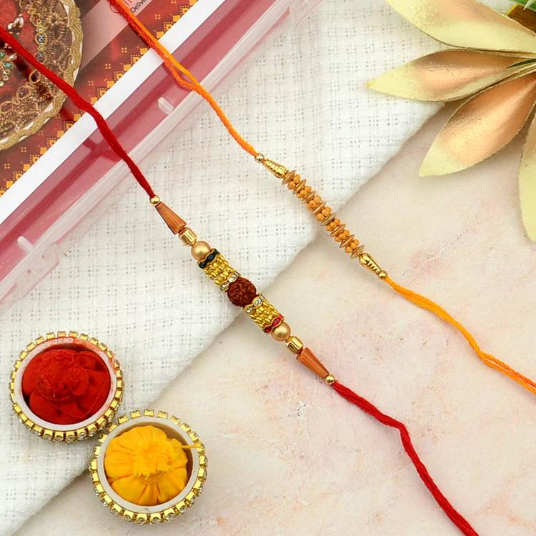 Rudraksh and Beads Rakhi Set