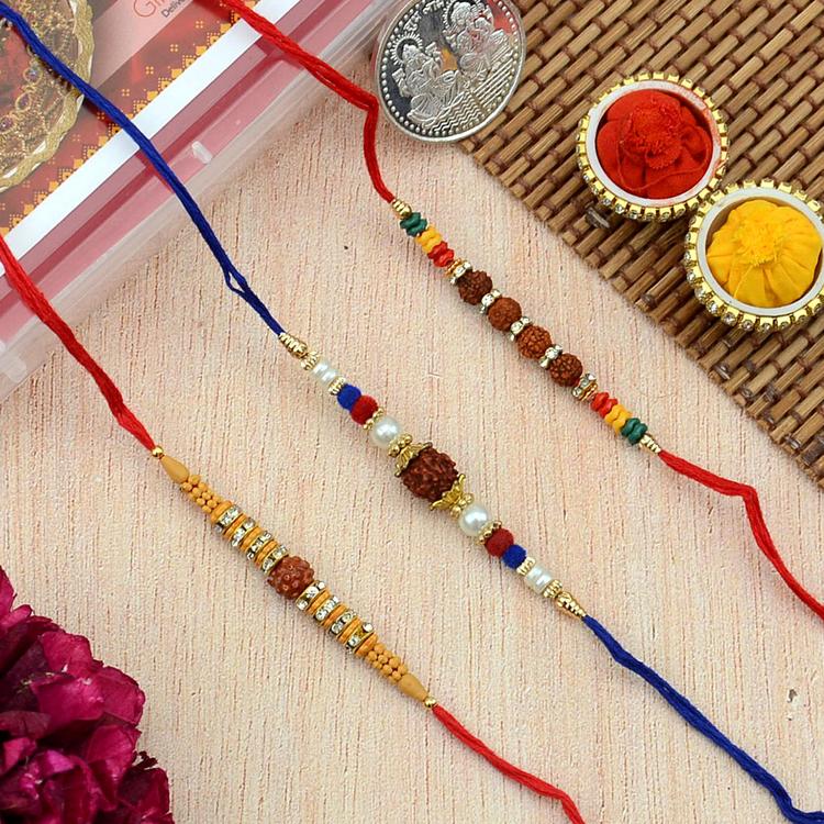 Set of 3 Rudraksh Rakhi