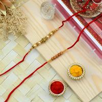 Beads in Red Mouli Rakhi Set