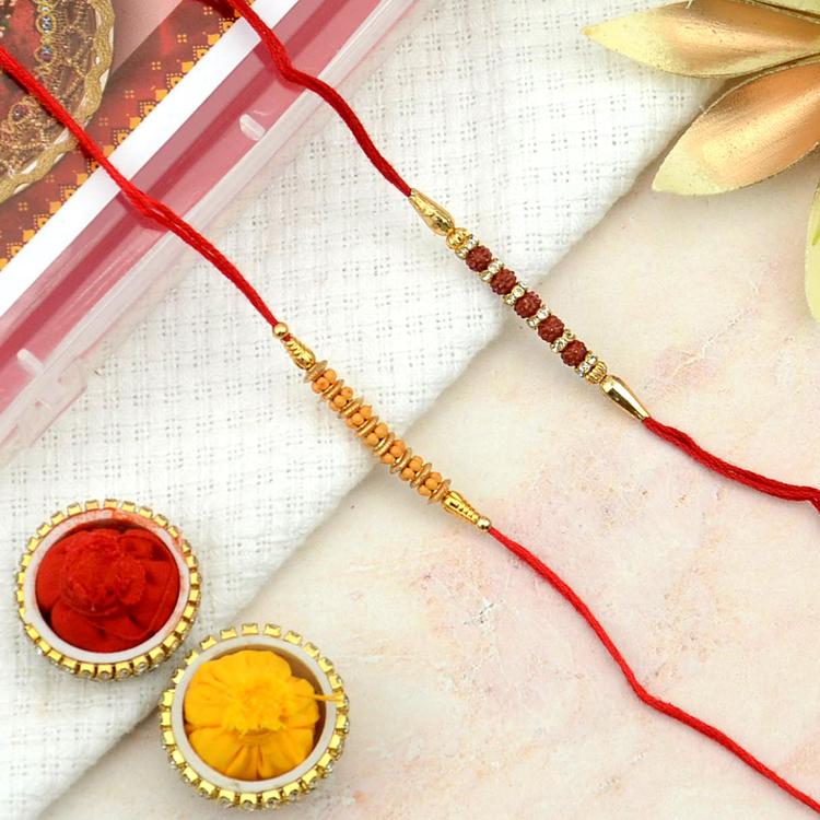 Set of Simple Rudraksh and Beads Rakhi
