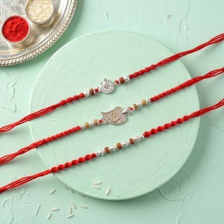 Ganesha Om and Rudraksh Rakhi Combo