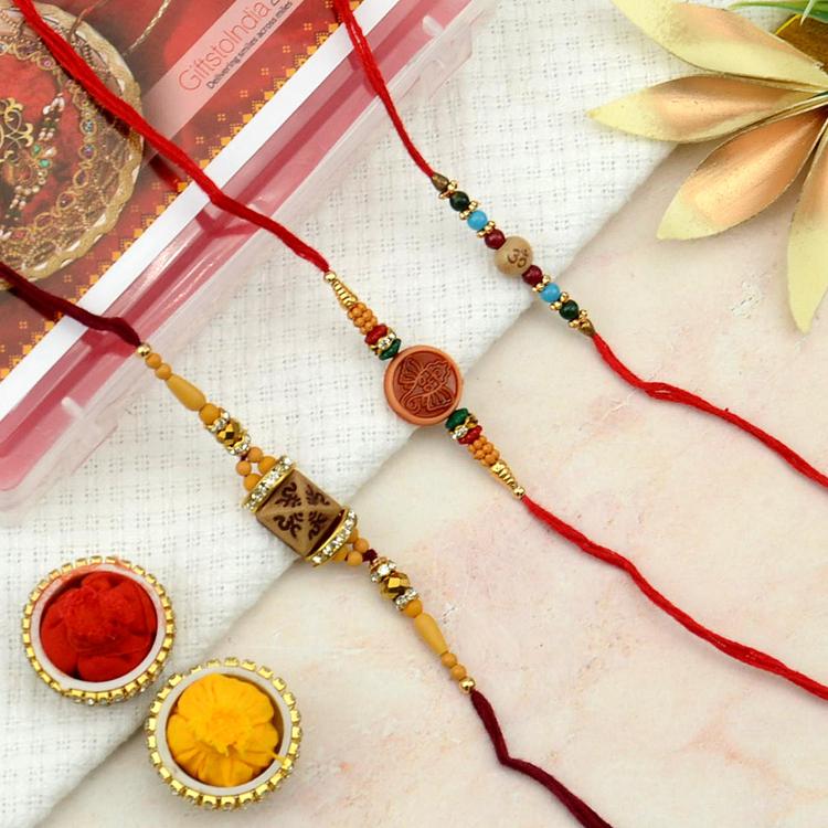 Set of 3 wooden Rakhi set