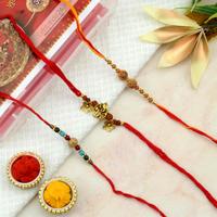 Beads and Metal Om Ganesha Rakhi Sets