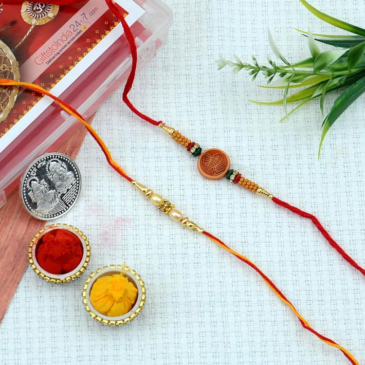 Set of 2 Pearl and Ganesha Rakhi