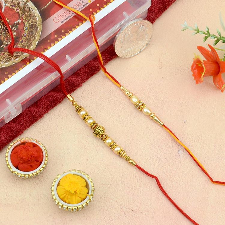 Designer Pearl Rakhi Set of 2