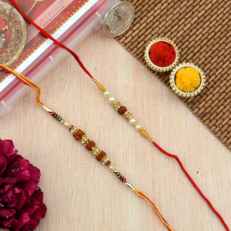Beautiful Rudraksh Rakhi Combo