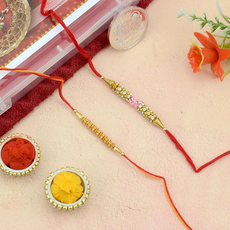 Stone and Beads in Yellow and Red Doori Set