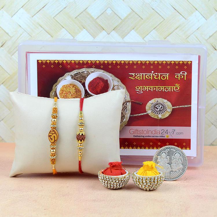 Classic OM & Rudraksh Rakhi Set