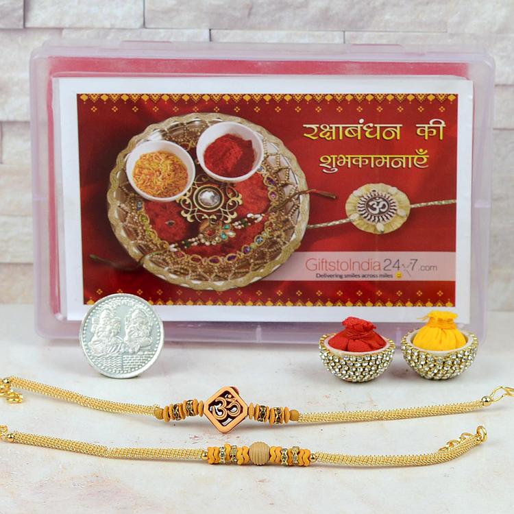 OM & Beads Bracelet Rakhi Set of 2