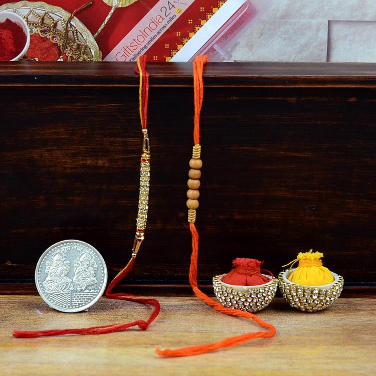 Beads & Stone Dori Rakhi Set