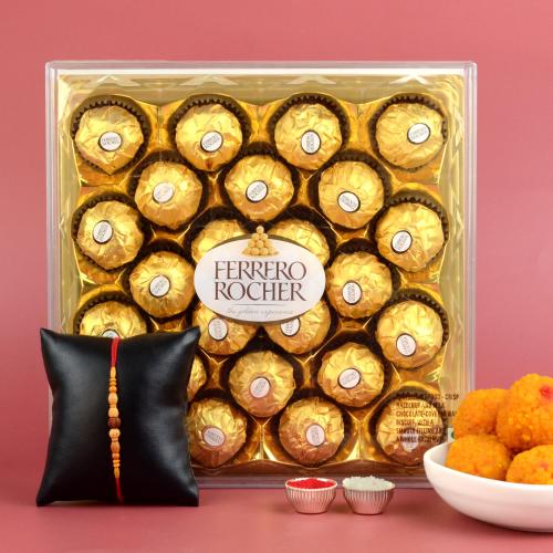 Rakhi, Ferrero & Ladoo Hamper