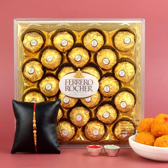 Rakhi, Ferrero & Ladoo Hamper