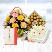 Rose, Ferrero, Cake & Rakhi