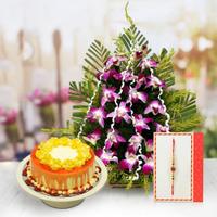 Lavender Floral Cake & Rakhi