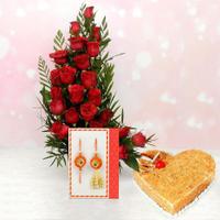 Roses, Heart Cake, Rakhi & Lumba