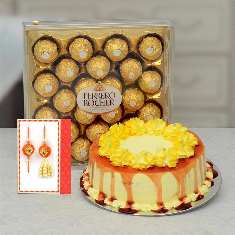 Floral Cake Chocolate Rakhi Lumba Hamper