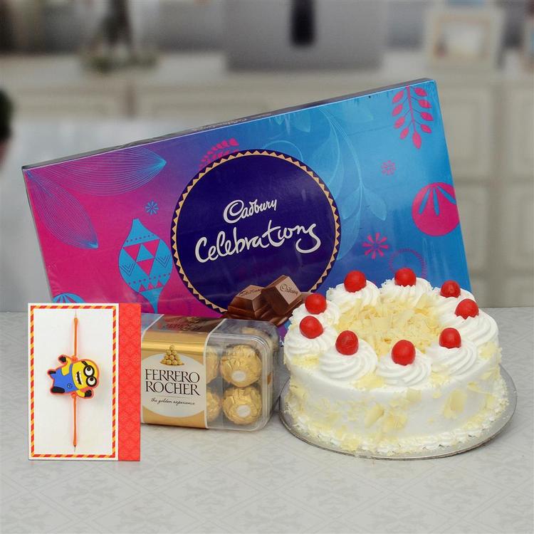 Chocolate, Pineapple Cake & Kids Rakhi