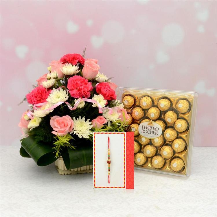 Ferrero , Flowers & Rudraksh Rakhi