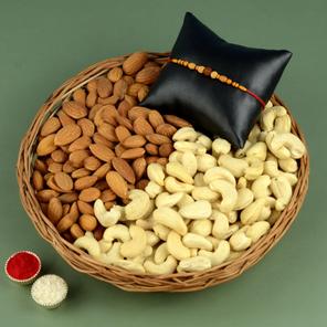 Rudraksh Rakhi Kaju Almond Tokri Rudraksh Rakhi Kaju Almond Tokri