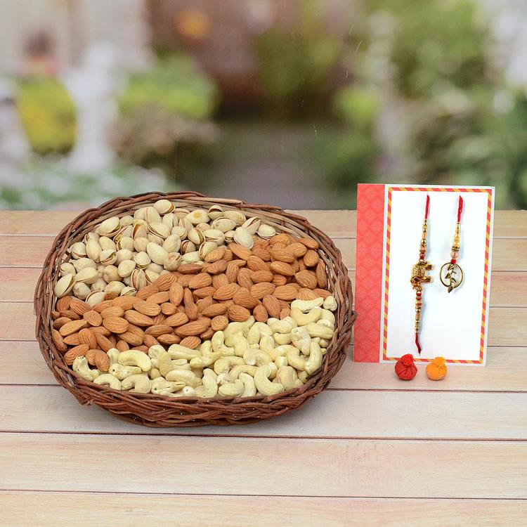 Rakhi Lumba Almond Pista Kaju Tokri