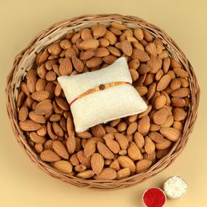 Rudraksh Rakhi & Almond Basket Rudraksh Rakhi & Almond Basket