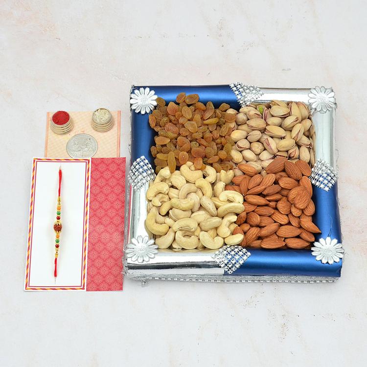 Mix Dry Fruit Rudraksh Rakhi