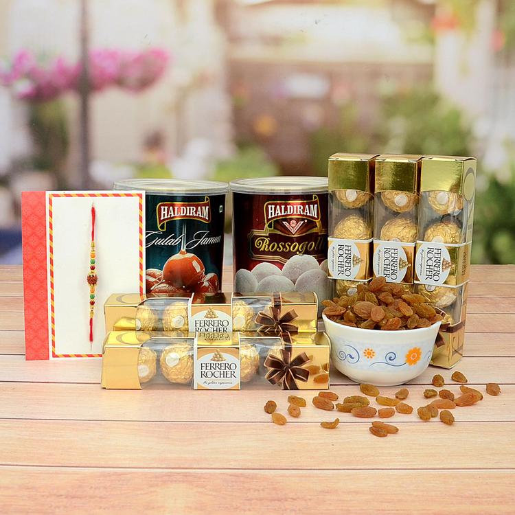 Rakhi, Sweets, Chocolate & Raisins