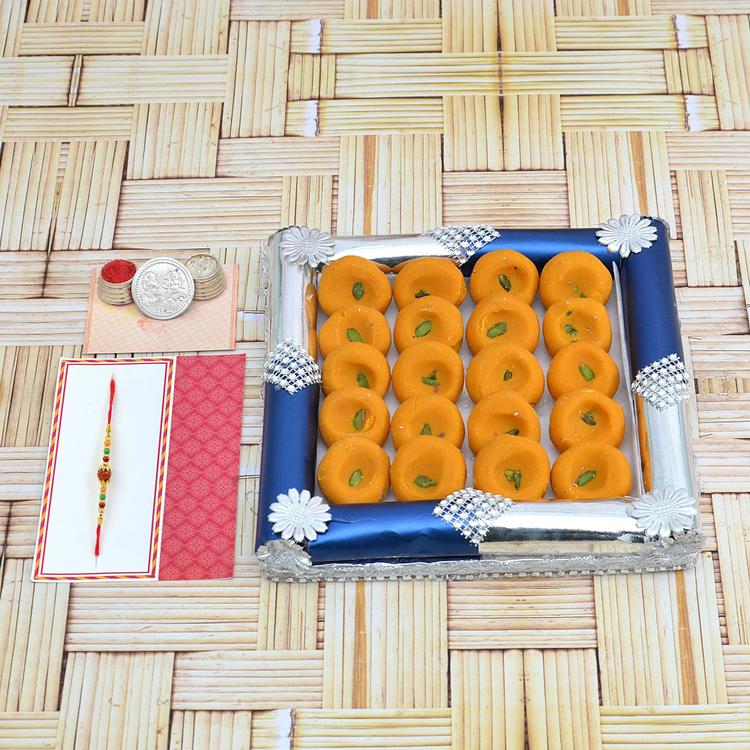 Peda Thali Rudraksh Rakhi Hamper