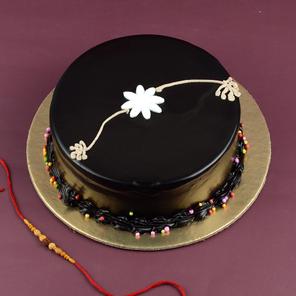 Designer Rakhi Chocolate Cake With Rakhi Designer Rakhi Chocolate Cake With Rakhi