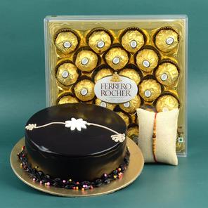 Chocolate Cake With Ferrero Rocher & Rakhi Chocolate Cake With Ferrero Rocher & Rakhi