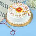 Designer Rakhi Vanilla Cake With Rakhi