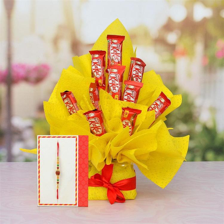 10 Pcs Kit Kat Bouquet With Rakhi
