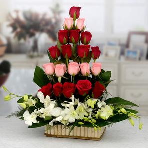Roses & Orchid Basket Roses & Orchid Basket