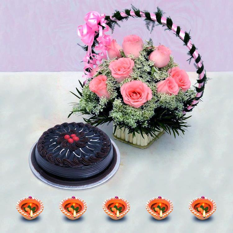 Lit Pink Chocolate Diwali