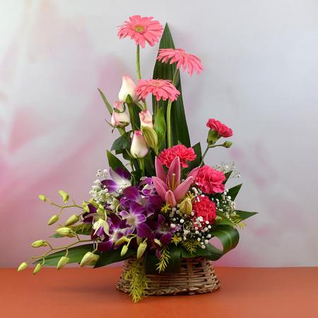 Elegant Carnation Lily Basket