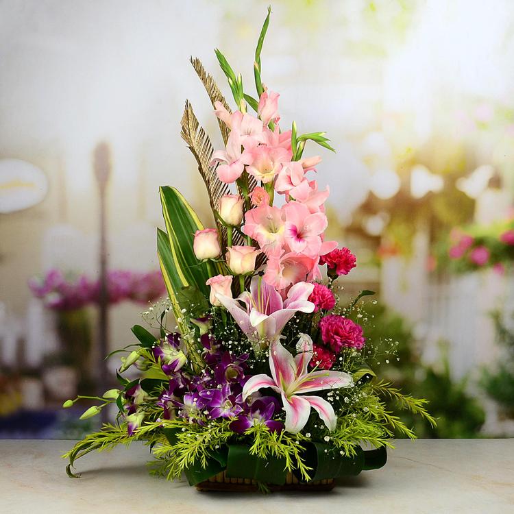 Elegant Carnation Lily Basket