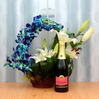 Ambrosial Flower Basket & Fruit Juice