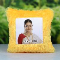 Yellow Fur Pillow for Wife